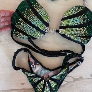 SOLD: Green and Black Competition Bikini